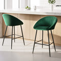Artiss 2x Velvet Bar Stools Green Kitchen Counter Dining Chair Tub