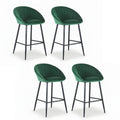 Artiss Bar Stools x4 Velvet Kitchen Dining Counter Tub Green Metal