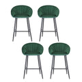 Artiss Bar Stools x4 Velvet Kitchen Dining Counter Tub Green Metal
