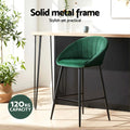 Artiss Bar Stools x4 Velvet Kitchen Dining Counter Tub Green Metal