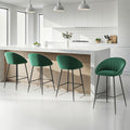 Artiss Bar Stools x4 Velvet Kitchen Dining Counter Tub Green Metal