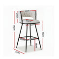 Artiss Bar Stools x2 Woven Velvet Metal Ivory Kitchen Dining Chair