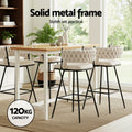 Artiss Bar Stools x2 Woven Velvet Metal Ivory Kitchen Dining Chair