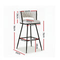 Artiss Bar Stools 4x Woven Velvet Counter Stool Ivory Metal