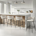 Artiss Bar Stools 4x Woven Velvet Counter Stool Ivory Metal