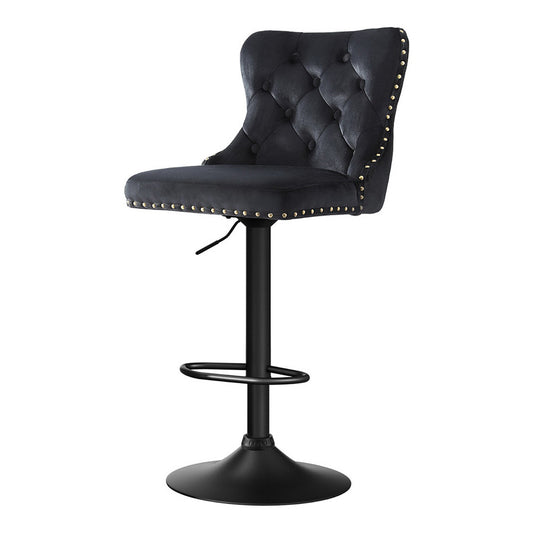 Artiss Velvet Bar Stool Adjustable Height Nailhead Trim Counter