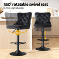 Artiss 2x Velvet Bar Stool Adjustable Height Nailhead Trim