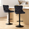 Artiss 2x Velvet Bar Stool Adjustable Height Nailhead Trim