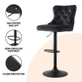 Artiss 4x Velvet Bar Stool Adjustable Height Nailhead Trim