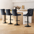 Artiss 4x Velvet Bar Stool Adjustable Height Nailhead Trim