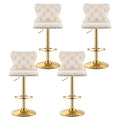 Artiss 4x Bar Stools Counter Chair Kitchen Adjustable Nailhead Trim Velvet Ivory