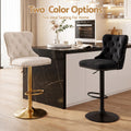Artiss 4x Bar Stools Counter Chair Kitchen Adjustable Nailhead Trim Velvet Ivory