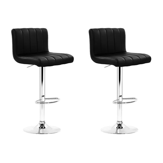 Artiss 2x Bar Stools Gas Lift Leather Black
