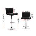 Artiss 2x Bar Stools Gas Lift Leather Black