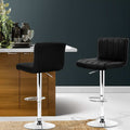 Artiss 2x Bar Stools Gas Lift Leather Black