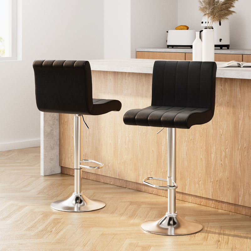 Artiss 2x Bar Stools Gas Lift Leather Black