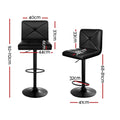 Artiss Bar Stools 4x Gas Lift Leather Chair Black