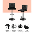 Artiss Bar Stools 4x Gas Lift Leather Chair Black