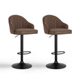 Artiss Bar Stools x2 Swivel Gas Lift Counter Chair Brown Leather