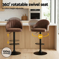 Artiss Bar Stools x2 Swivel Gas Lift Counter Chair Brown Leather