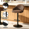 Artiss Bar Stools x2 Swivel Gas Lift Counter Chair Brown Leather