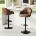 Artiss Bar Stools x2 Swivel Gas Lift Counter Chair Brown Leather