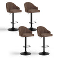 Artiss 4x Bar Stools Swivel Gas Lift Counter Chair Brown Leather