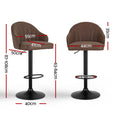 Artiss 4x Bar Stools Swivel Gas Lift Counter Chair Brown Leather