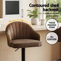 Artiss 4x Bar Stools Swivel Gas Lift Counter Chair Brown Leather
