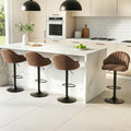 Artiss 4x Bar Stools Swivel Gas Lift Counter Chair Brown Leather