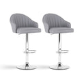 Artiss 2x Bar Stools Swivel Gas Lift Counter Chair Grey Leather
