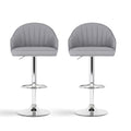 Artiss 2x Bar Stools Swivel Gas Lift Counter Chair Grey Leather