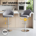 Artiss 2x Bar Stools Swivel Gas Lift Counter Chair Grey Leather
