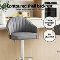 Artiss 2x Bar Stools Swivel Gas Lift Counter Chair Grey Leather