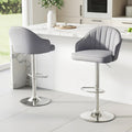 Artiss 2x Bar Stools Swivel Gas Lift Counter Chair Grey Leather