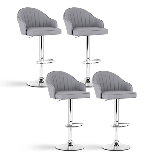 Artiss 4x Bar Stools Swivel Gas Lift Counter Chair Grey Leather