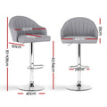 Artiss 4x Bar Stools Swivel Gas Lift Counter Chair Grey Leather