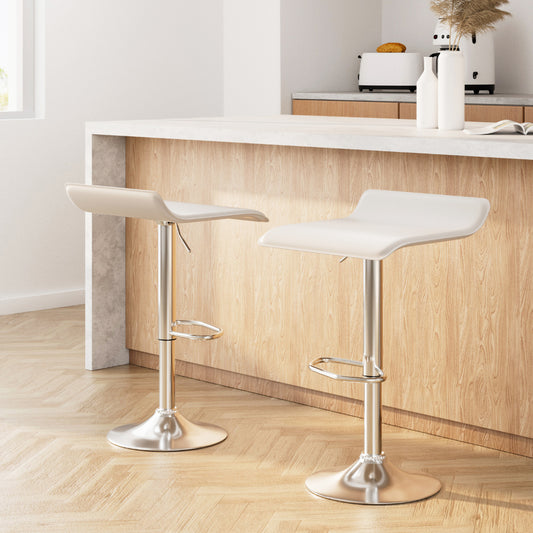 Artiss 2x Bar Stools Faux Leather White 65cm