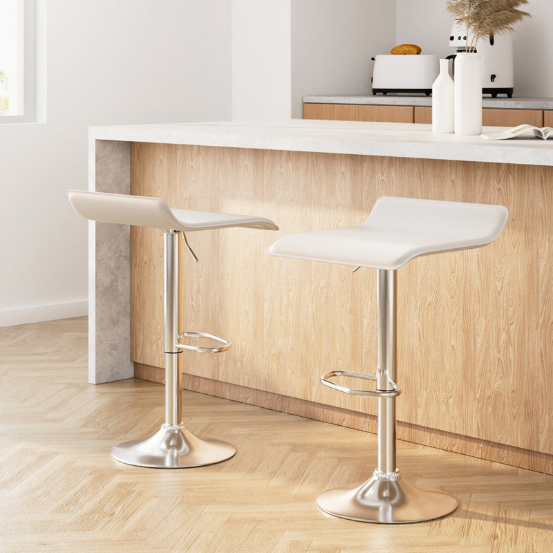 Artiss 2x Bar Stools Faux Leather White 65cm