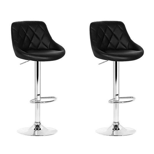 Artiss 2x Bar Stools Leather Padded Gas Lift Black