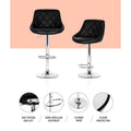 Artiss 2x Bar Stools Leather Padded Gas Lift Black
