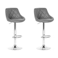 Artiss Bar Stools 2x Leather Padded Gas Lift Grey