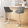 Artiss Bar Stools 2x Leather Padded Gas Lift Grey