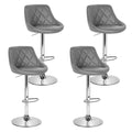 Artiss 4x Bar Stools Padded Leather Grey Gas Lift