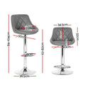 Artiss 4x Bar Stools Padded Leather Grey Gas Lift