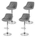 Artiss 4x Bar Stools Padded Leather Grey Gas Lift