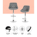Artiss 4x Bar Stools Padded Leather Grey Gas Lift