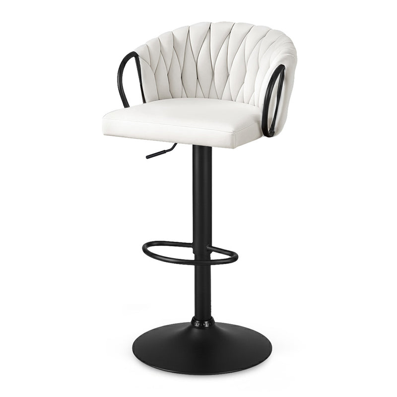 Artiss Bar Stool Woven Velvet Ivory Kitchen Counter Single Chair