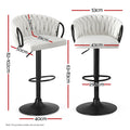 Artiss Bar Stool Woven Velvet Ivory Kitchen Counter Single Chair