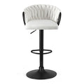 Artiss Bar Stool Woven Velvet Ivory Kitchen Counter Single Chair